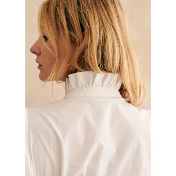 Sézane Lou Long Sleeve Shirt Ecru - 36 - Picture 4 of 7